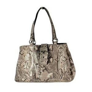 Coach Soho Metallic Snakeskin Embossed Leather Shoulder Bag Buckle Hobo Tan